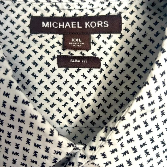 Michael Kors men’s slim fit logo print long sleeve button front shirt, XXL - Picture 3 of 6
